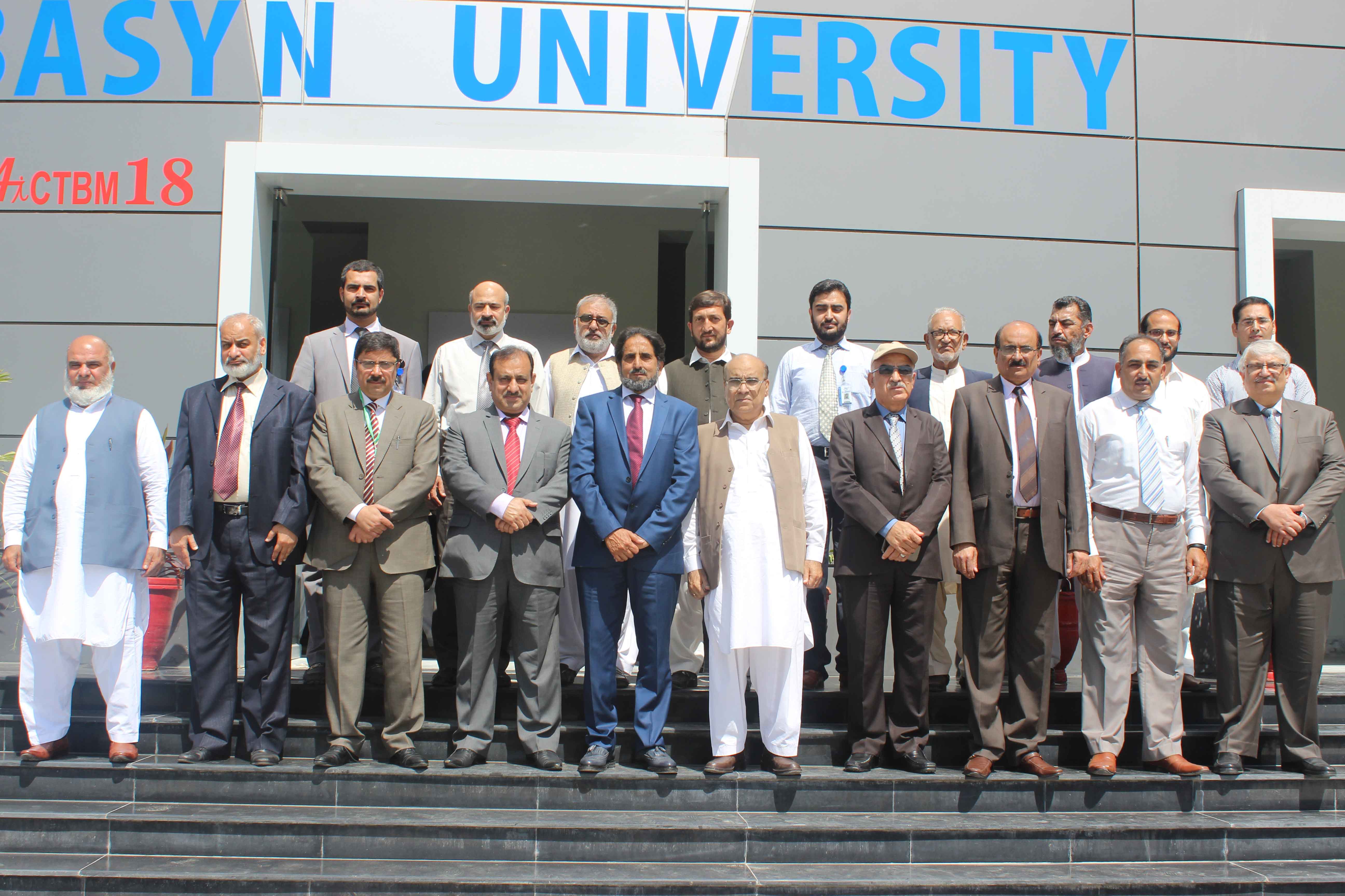 Group Photo of honorable  VCs from different universities with chief guest Dr. Jamil Ahmad, Chancellor Muhammad Imran Ullah (Abasyn University) and Vice Chancellor Dr. Syed Umar Farooq